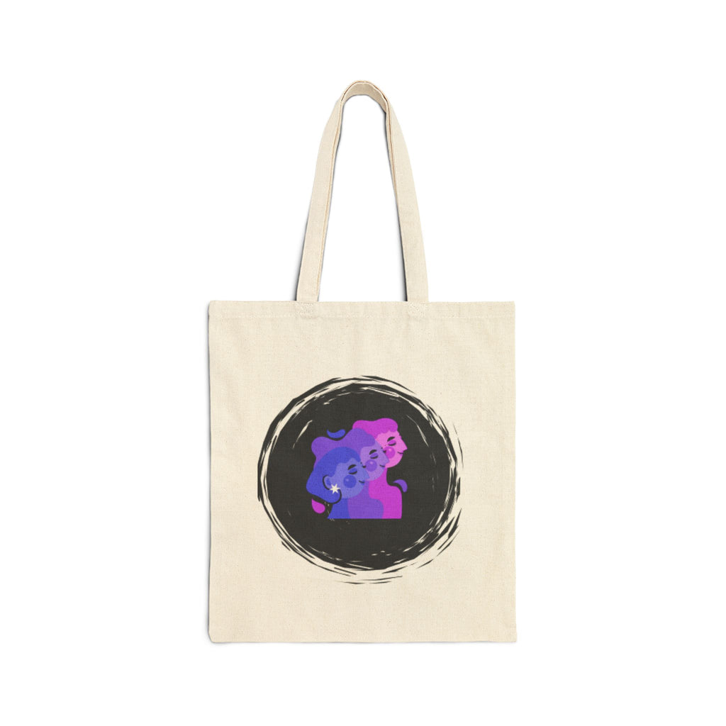 Ghost Cat Canvas Tote Bag — Cute Purple Blue Cat Illustration Cotton Tote