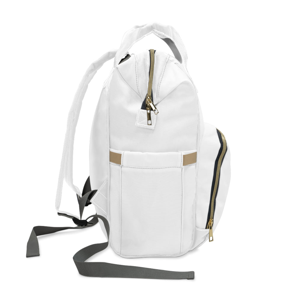 Diaper Backpack — Modern Mom & Dad Multifunctional Baby Bag with Colorful Family Illustration