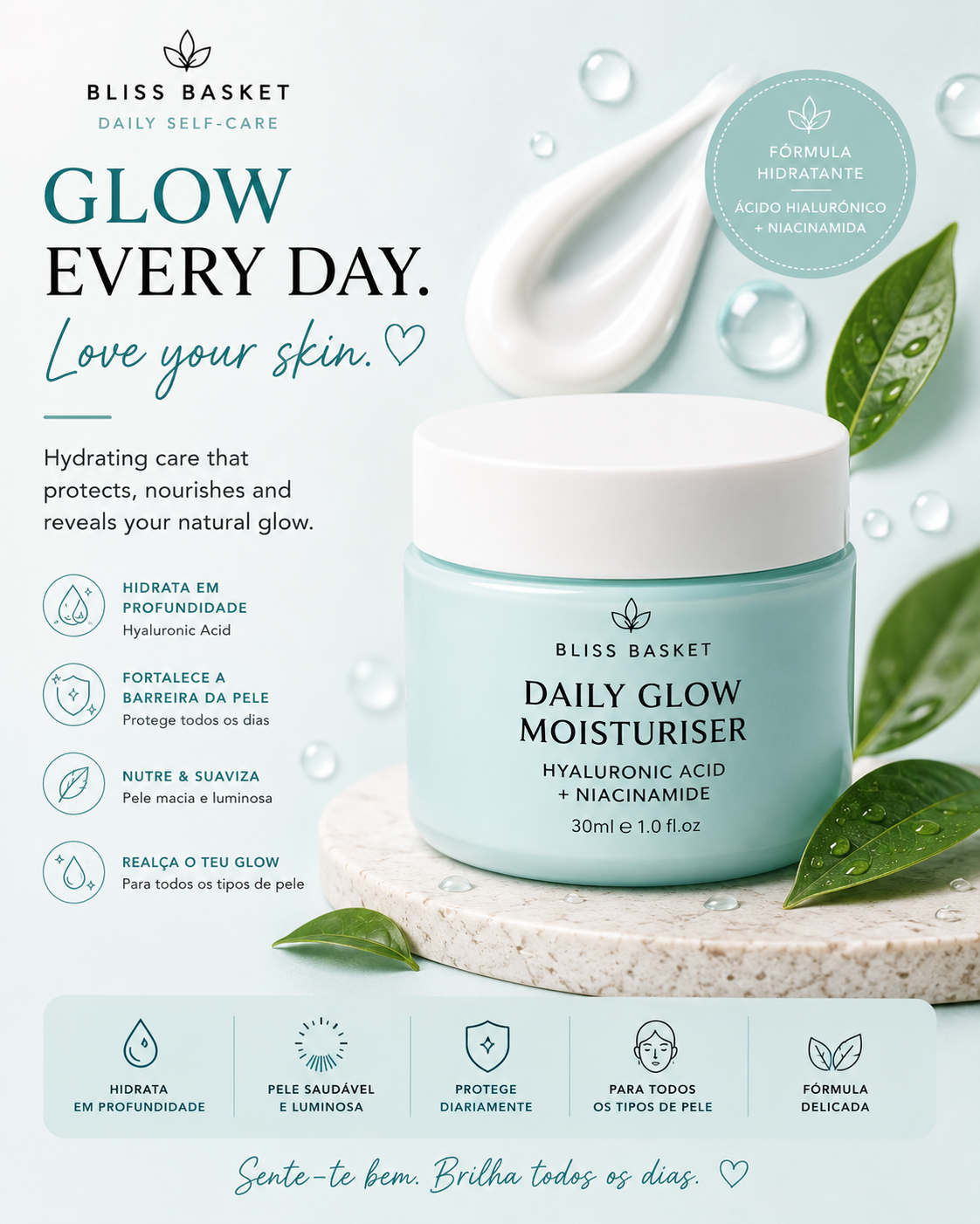Bliss Basket™ Daily Glow Box – Kit de Autocuidado 4 em 1