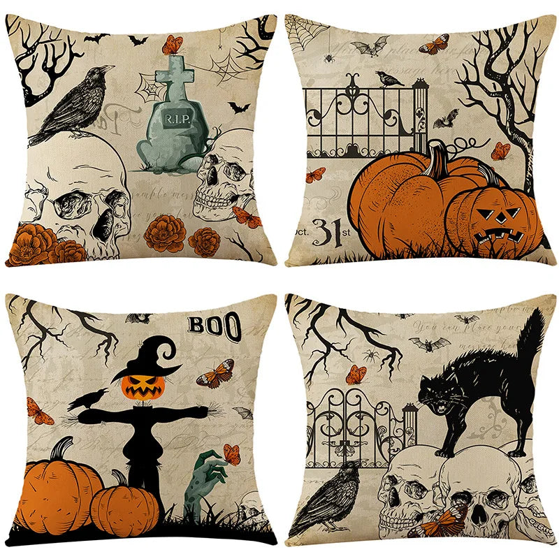 4er Halloween-Kissen-Set