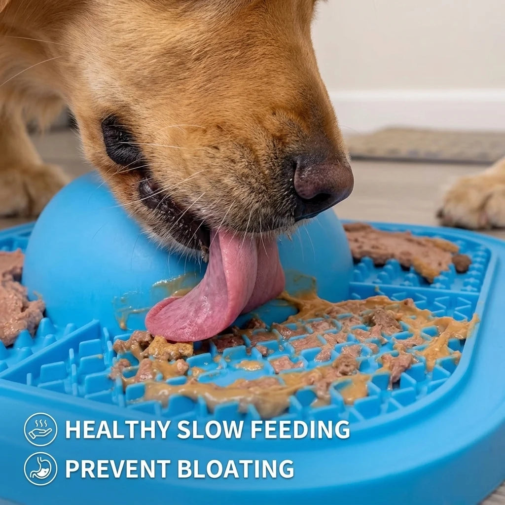 Slow-feeder bowl with lick mat