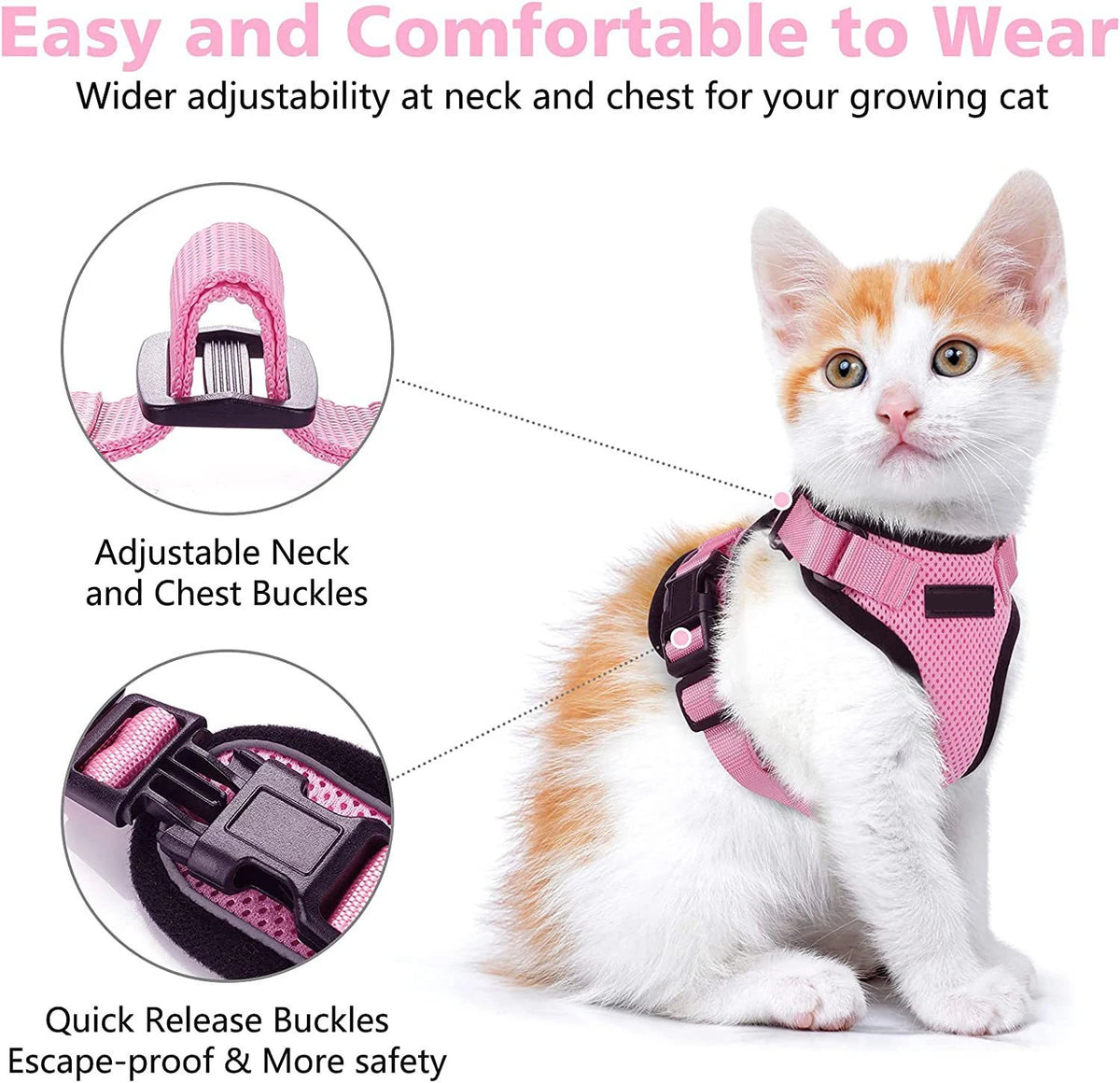 Cat harness, leash and collar set