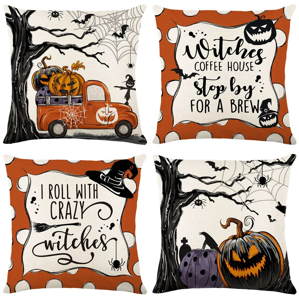 4er Halloween-Kissen-Set