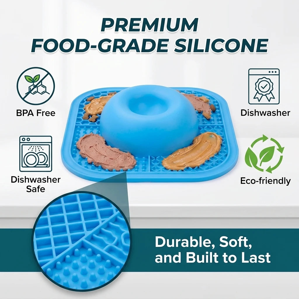Slow-feeder bowl with lick mat